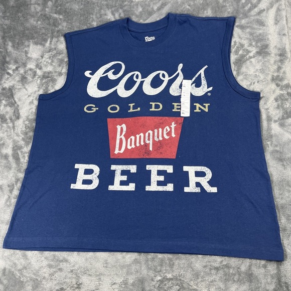 Coors Other - Coors Beer Banquet Tank Top Shirt Men XL Blue Spellout Golden Crew Wide Fit NEW